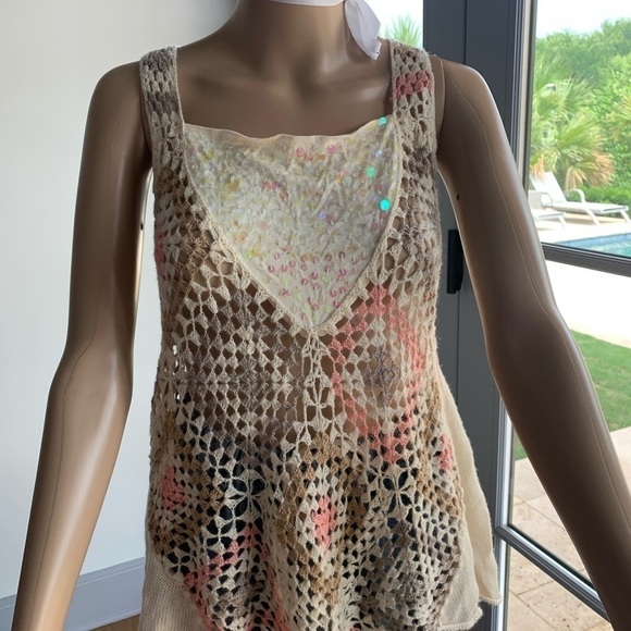Free People Sequined Crochet Racerback Tank Knit - Picture 10 of 12